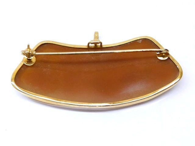 2WAY K18 YG カメオ ブローチ ペンダントトップ 鑑別書付 2WAY K18 YG