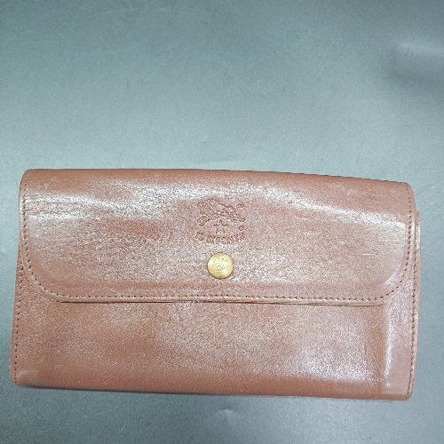 ◇ Θ IL BISONTE イル ビゾンテ 本格レザー フラップ長財布 ブラウン系 メンズ E 【1507250006701】