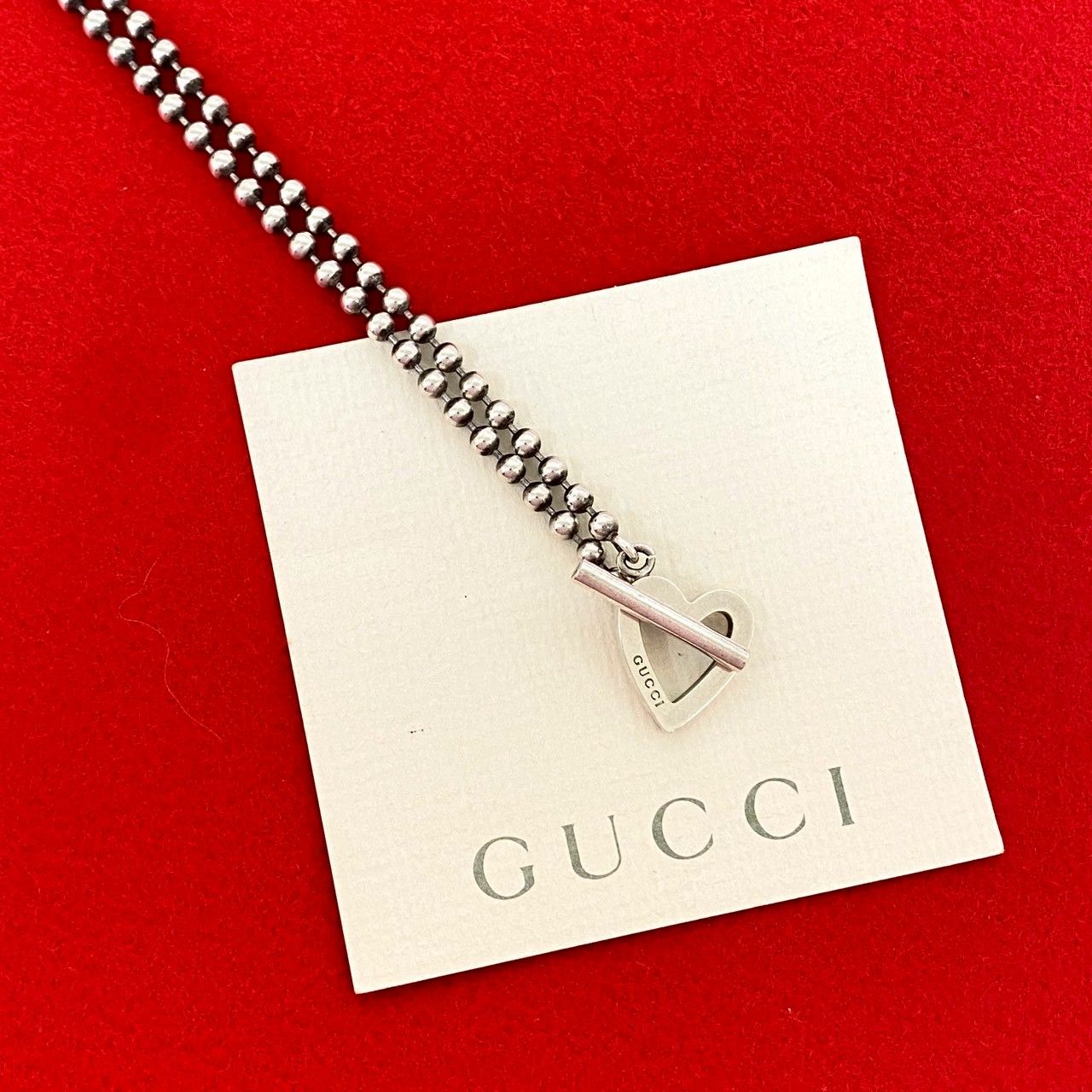 極 美品 GUCCI グッチ トグルハート ネックレス シルバー925 ボール 