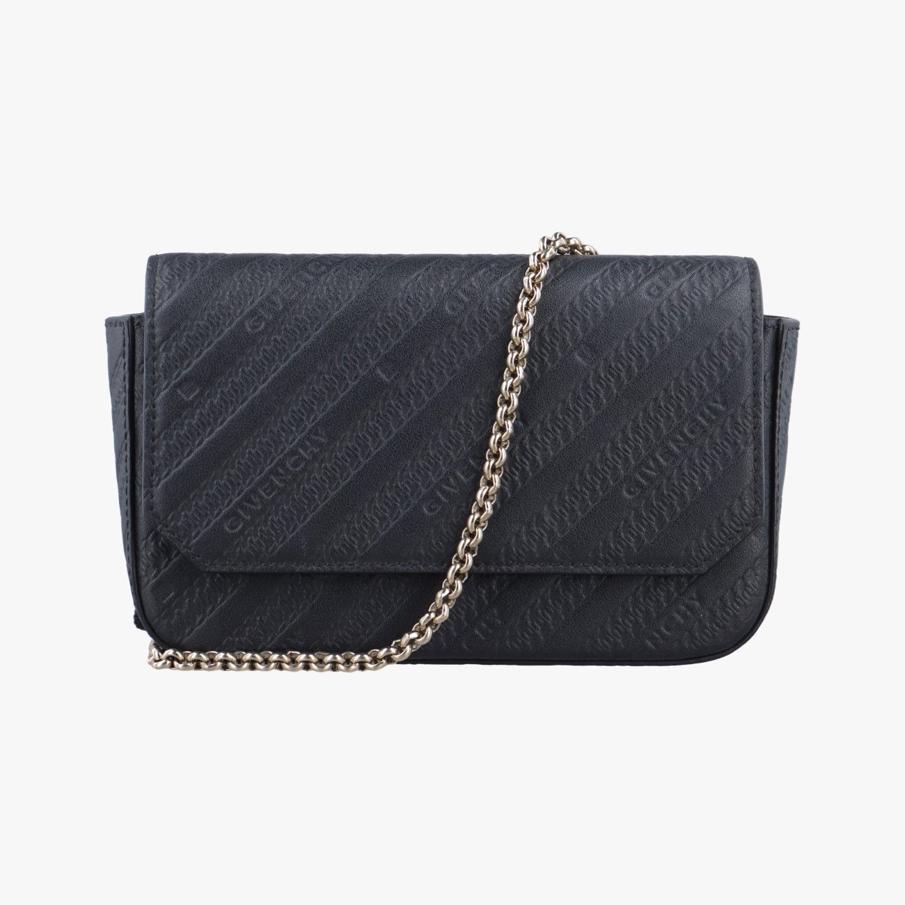 ジバンシーGivenchyボンドエンボスブラックレザーMP D 1119