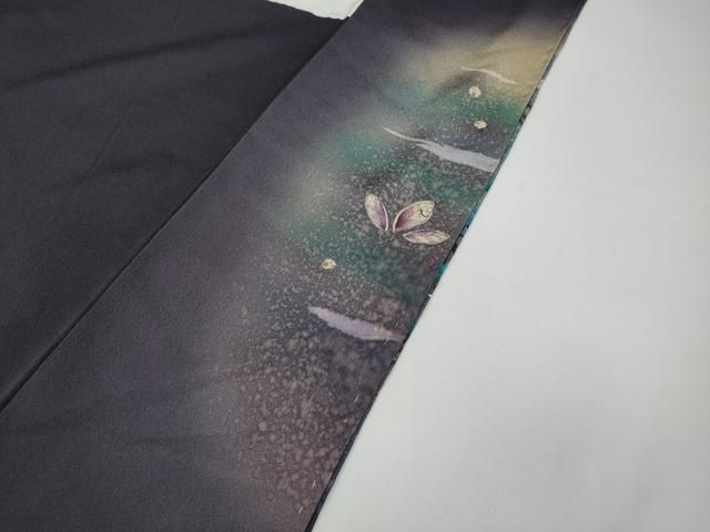 平和屋着物○訪問着 手描き 松 舞葉文 暈し染め 金彩 正絹 逸品 未使用