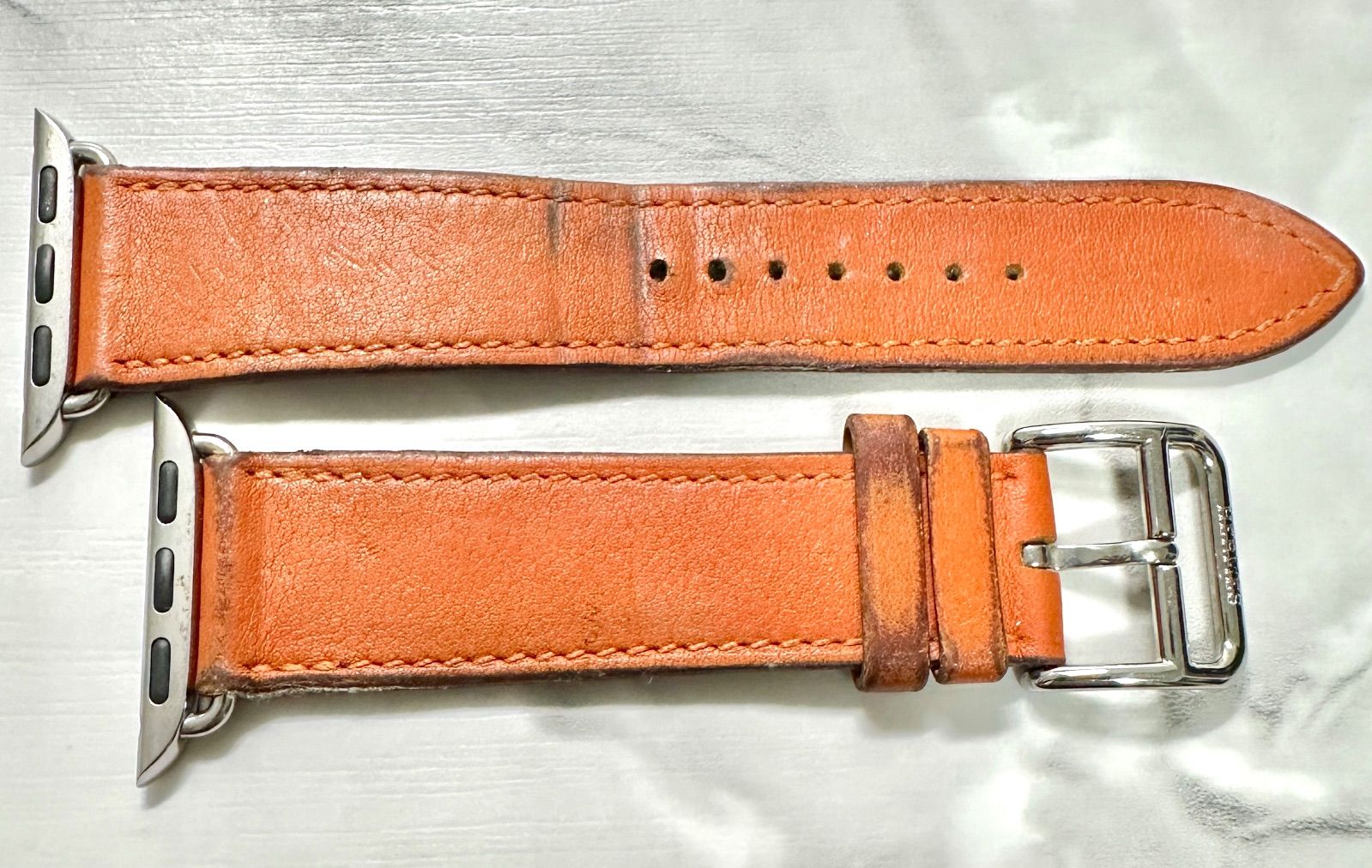 HERMES 純正時計ベルト エルメスオレンジ エルメス HERMES アピ 85 ベルト □H刻印 オレンジ×ゴールド