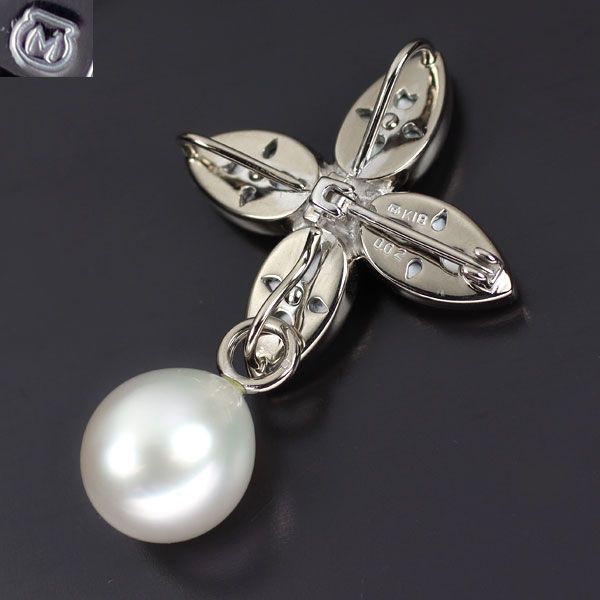 【超美品】ミキモト白蝶k18パールブローチ 3粒7.5-10.9mm MIKIMOTO - ミキモト ブローチ ゴールデンパール 白蝶真珠
