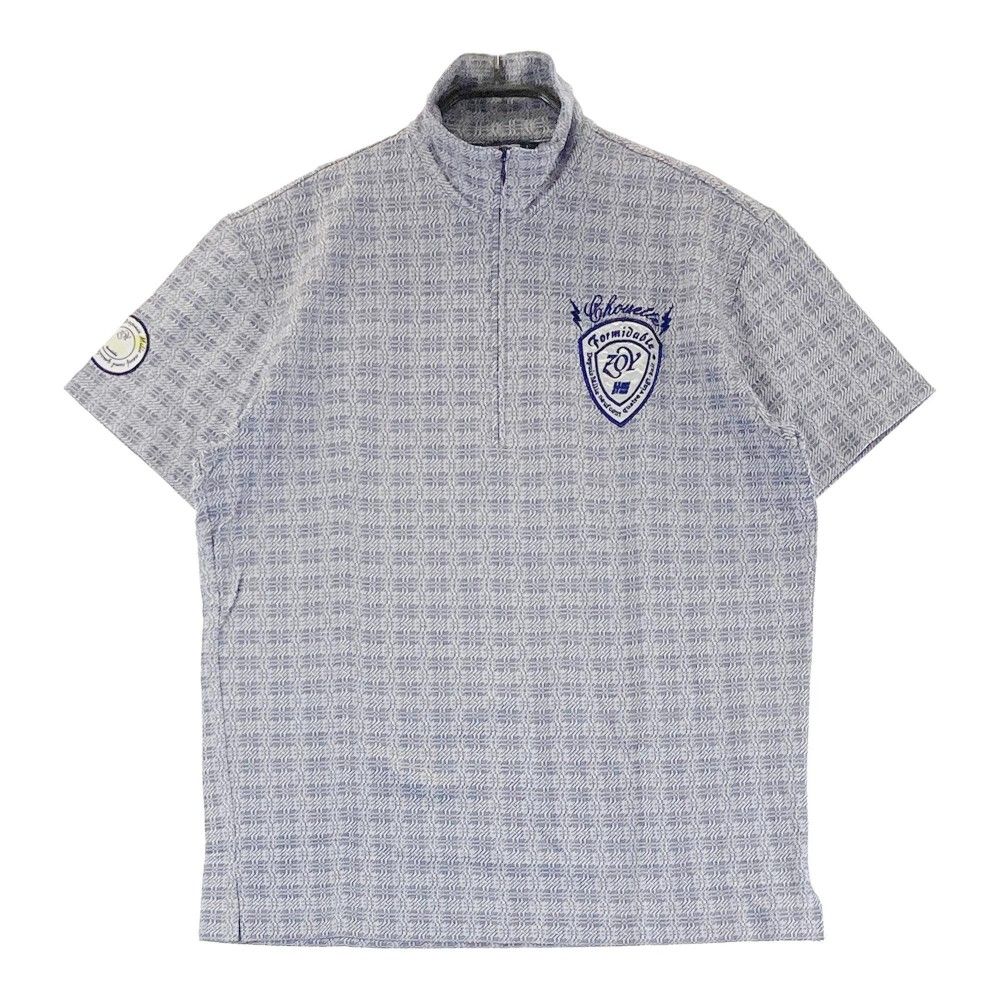 サイズ：1 ZOY ゾーイ ハーフジップ 半袖Tシャツ 総柄 ネイビー