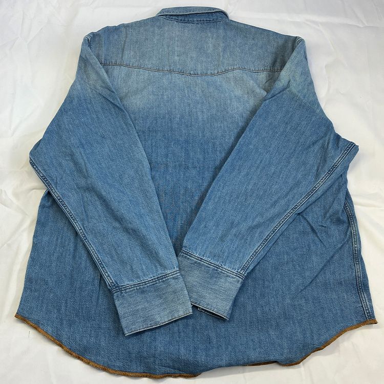 美品 ラングラー ライトオンスデニム ウエスタンシャツ デニム 長袖 シャツ M ラングラー デニム シャツ ブルー ウエスタンシャツ XLサイズ