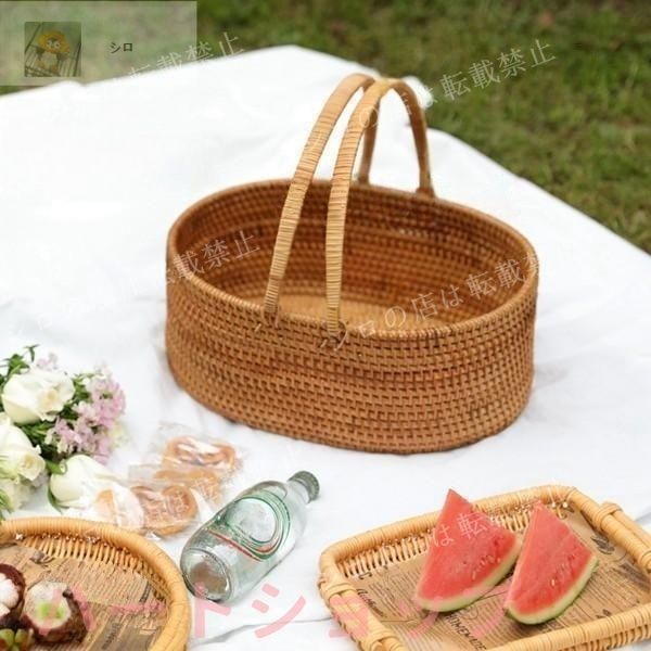 手編み 籐のバスケット