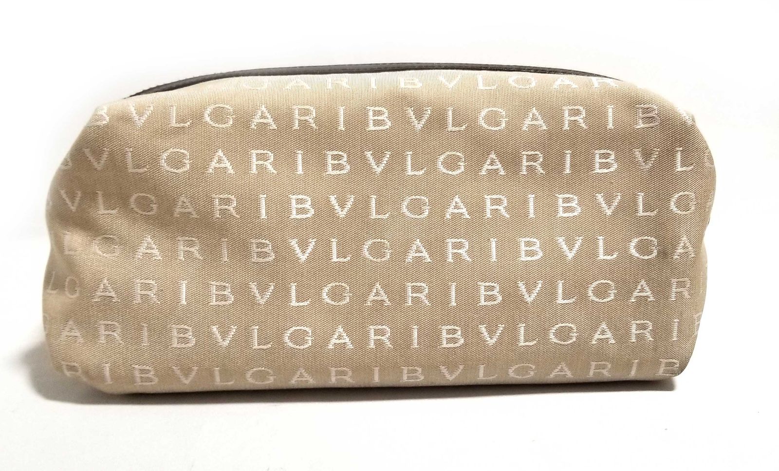 ブルガリ 大きめ 25cm ポーチ セカンドバッグ ロゴマニア ベージュ  