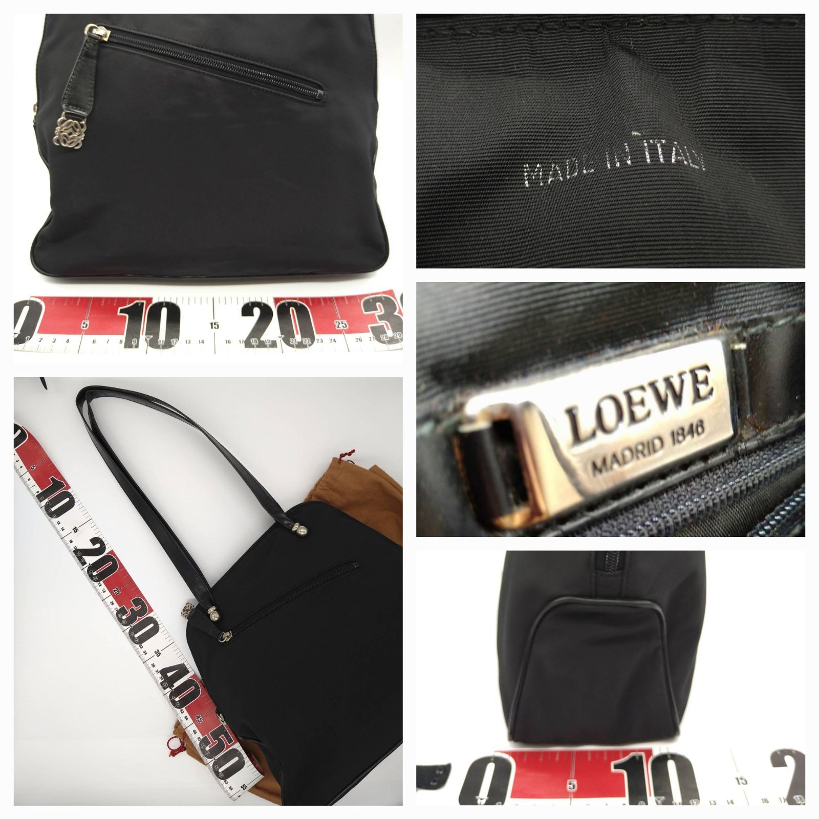 極美品 LOEWE ロエベ ショルダーバッグ 黒 シルバー金具 良品】LOEWE ロエベ ナイロン ショルダーバッグ ブラック