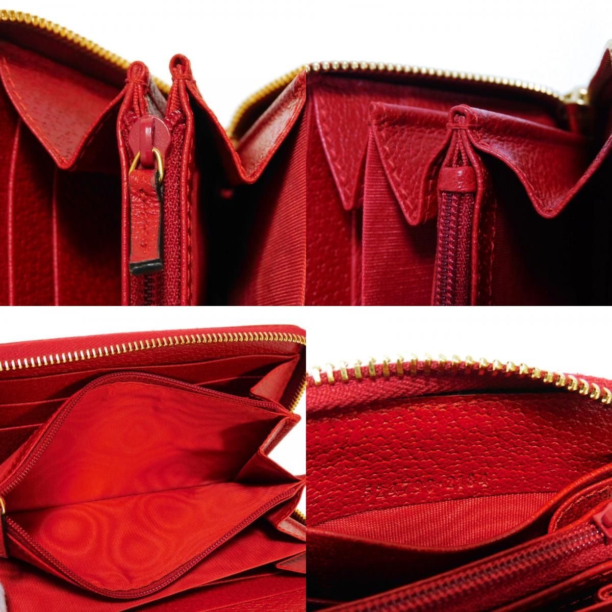 GUCCI グッチ ロゴ プリント ジップアラウンドウォレット レッド 