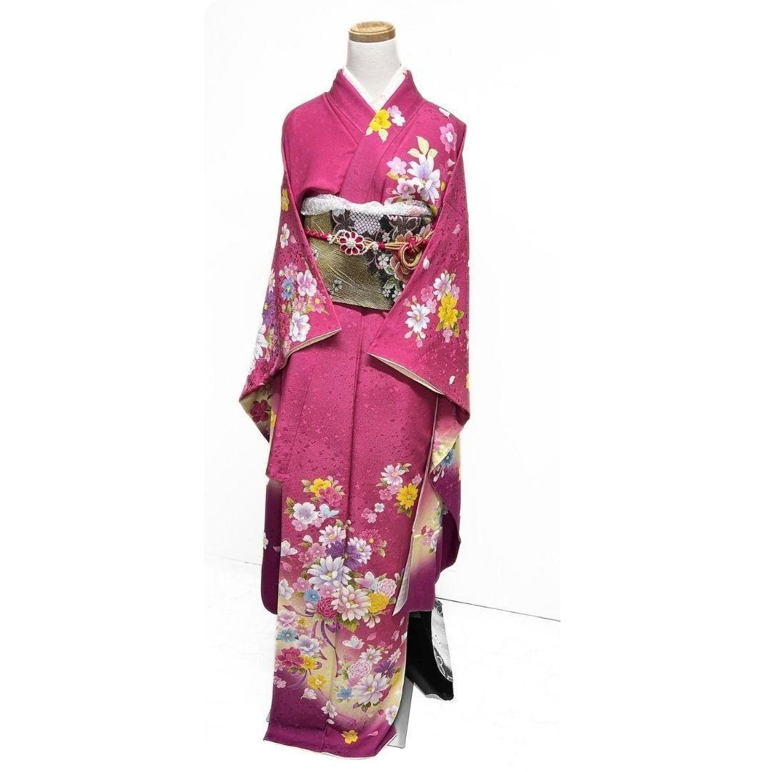 振袖6点セット 振袖 袋帯 花吹雪 グラデーション 着物 094a p 覆える 