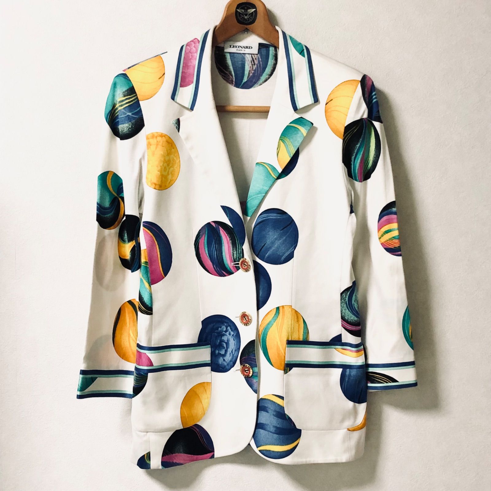 『LEONARD』レオナール (M) ニット切り替え ダブルテーラードジャケット LEONARD テーラードジャケット レオナール LEONARD』レオナール