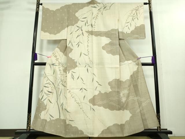 平和屋着物■極上　染織の名門　しょうざん  生紬　訪問着　単衣　枝垂れ柳　逸品　未使用　DZAA8187kh5 平和屋着物□極上 染織の名門 しょうざん 生紬 訪問着 単衣 枝垂れ柳