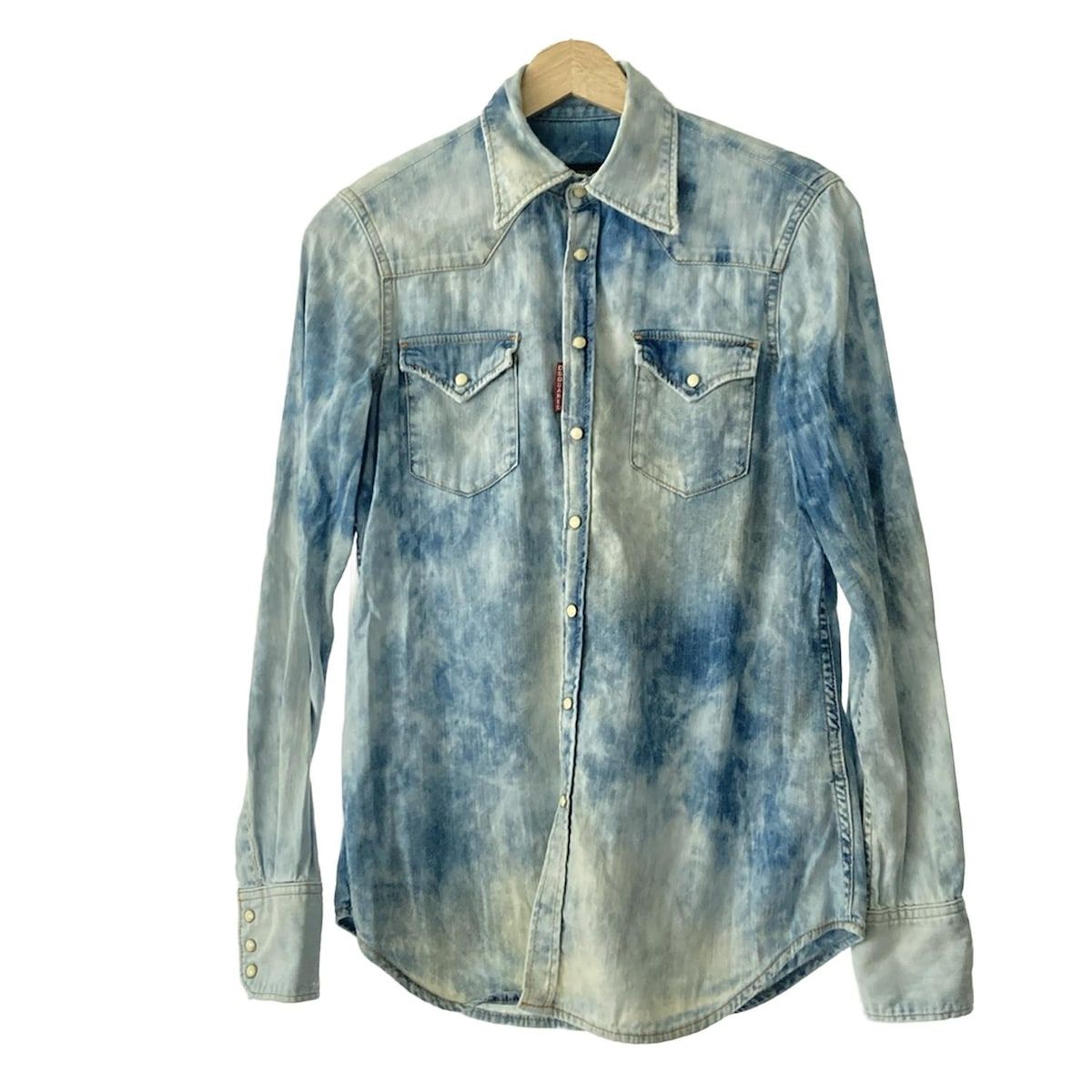 DSQUARED ディースク メンズ長袖デニムシャツ ダメージ加工