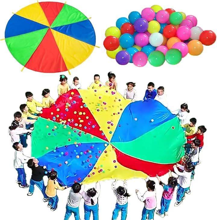 SALUDABLE バルーン ボール 運動会 プレイパラシュート おもちゃ 屋外 幼稚園 保育園 2m + ボール30個