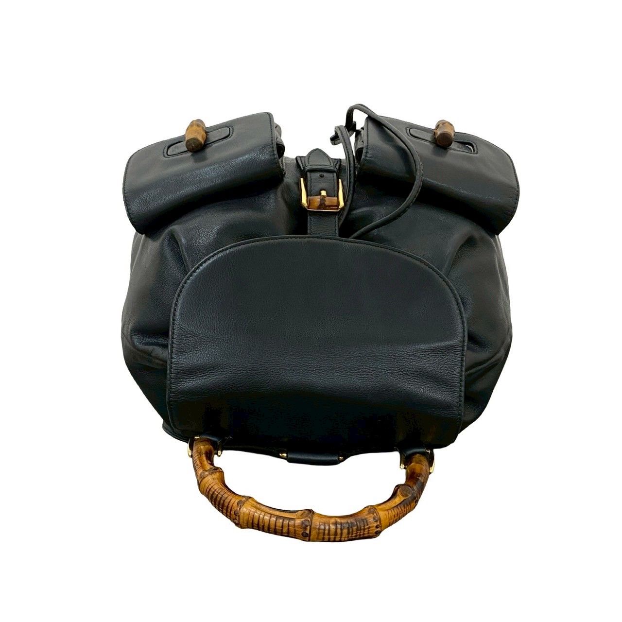 【極美品】GUCCI グッチ バンブー 2way リュック レザー ブラック グッチ リュックサック 43080 ブラック ユニセックス レザー