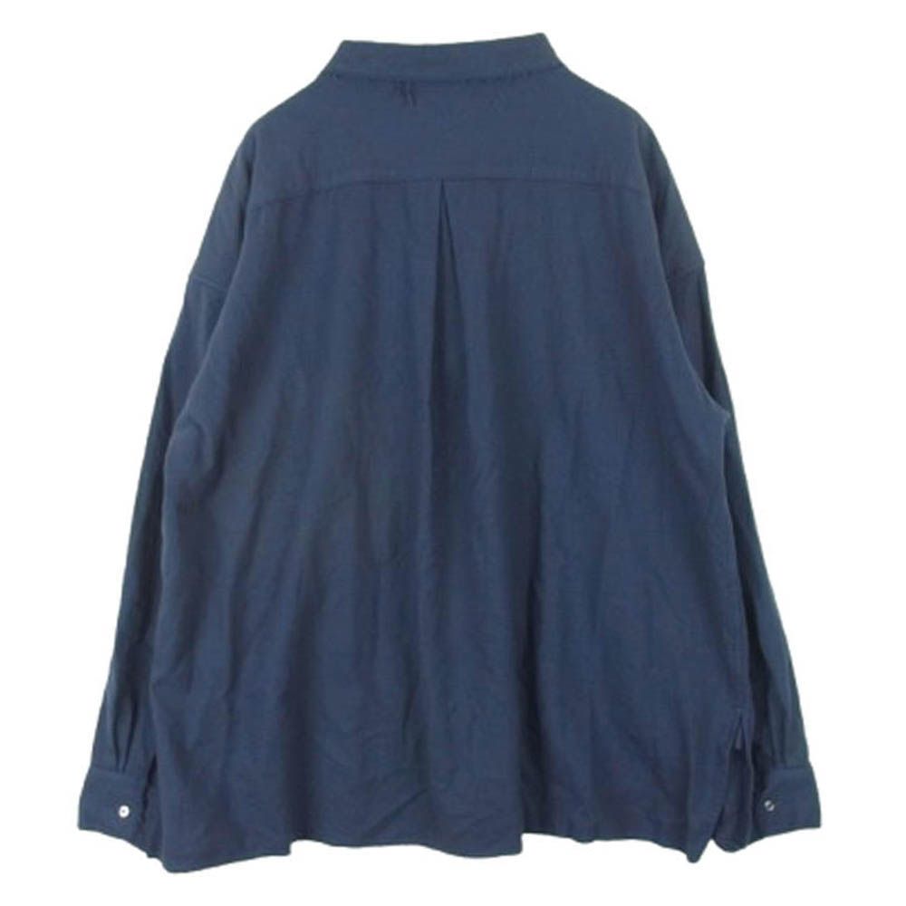ANCELLM アンセルム ANC-SH22 WOOL FLANNEL SHIRT NAVY ウール フランネル 長袖 シャツ
