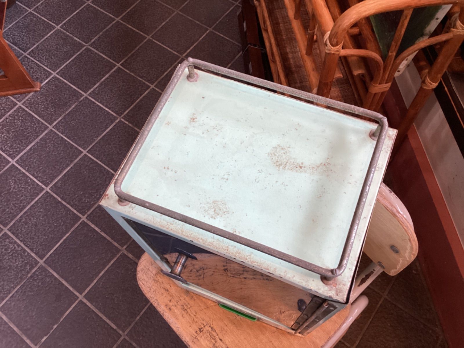 消毒済タオルケース タオルストッカー レトロ 昭和レトロ シャビー