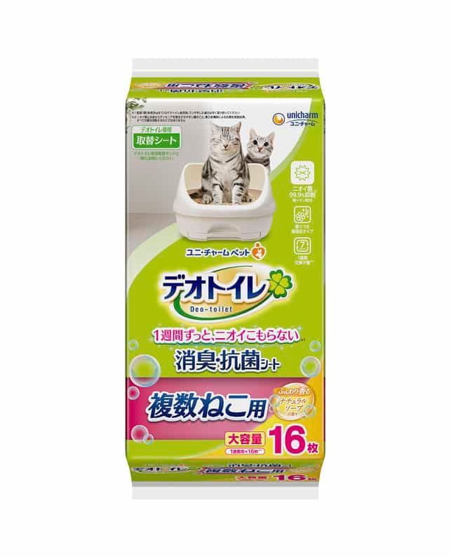 同梱不可 12個セット ユニ チャーム デオトイレ 複数ねこ用 消臭 抗菌シート ふんわり香るナチュラルソープの香り 16枚