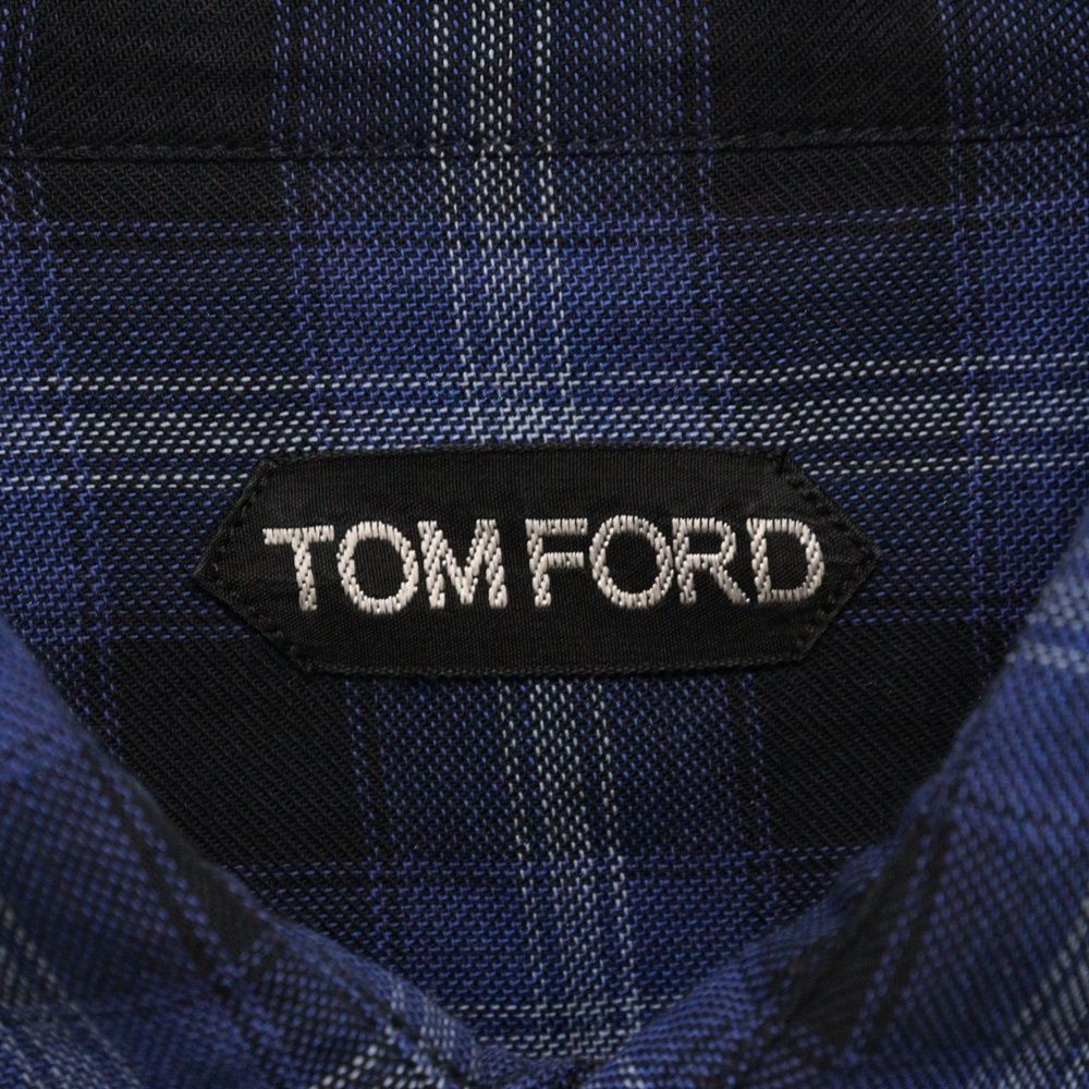 TOM FORD (トムフォード) 長袖チェックウェスタンシャツ ブルー
