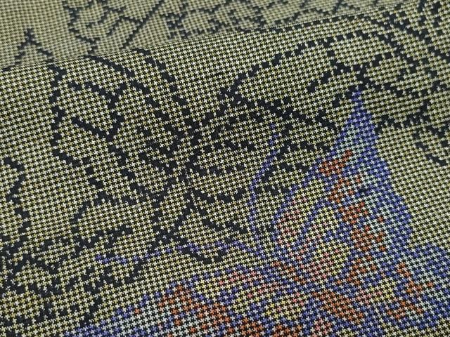 平和屋着物○本場大島紬 9マルキ 網目舞花文 正絹 逸品 未使用 CAAU3107yc