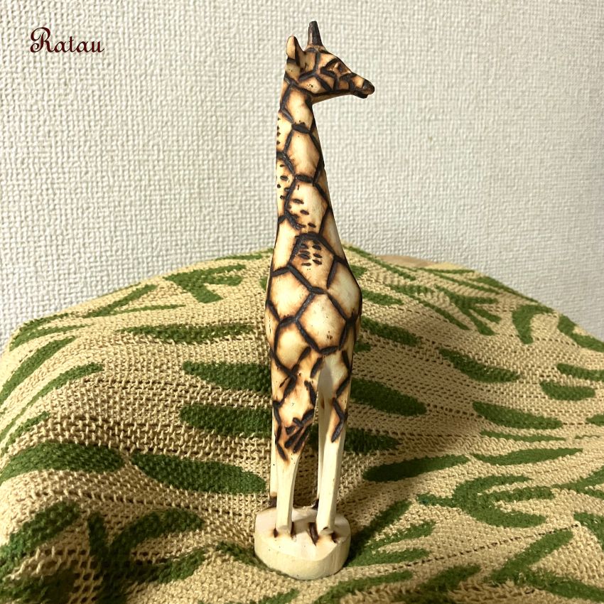 置物 動物オブジェ キリン ジンバブエ 木彫動物 大 天然木 手作り 再