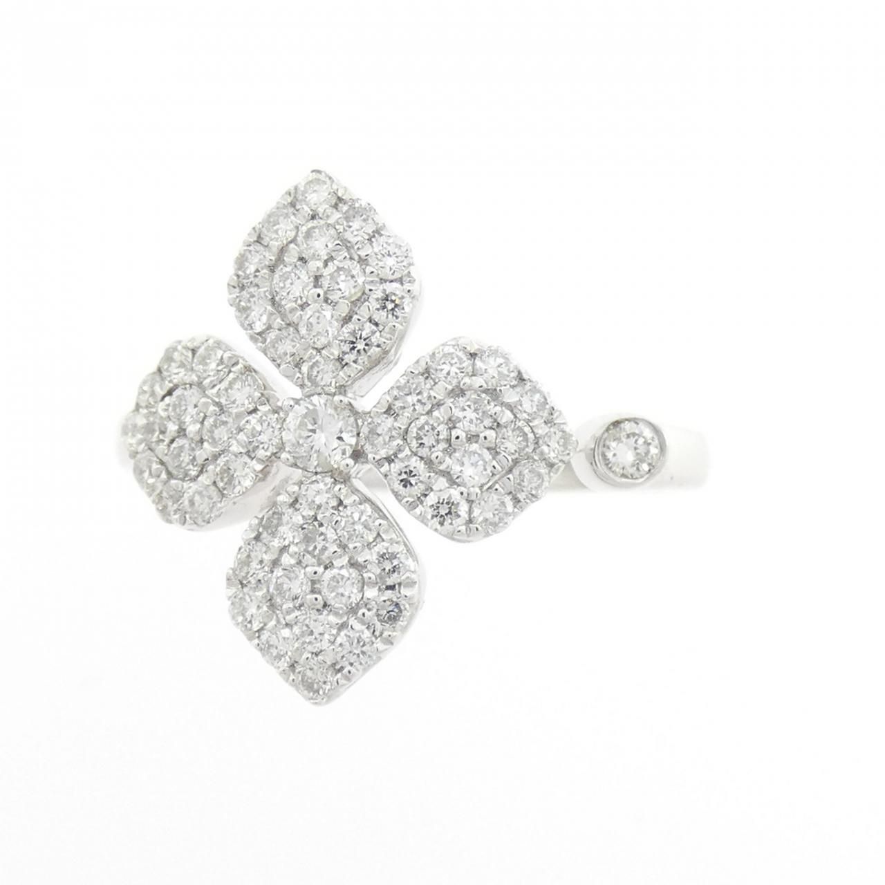 750WG フラワー ダイヤモンド リング 0.60CT