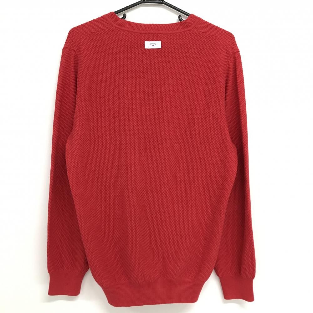 美品】キャロウェイ セーター レッド 凹凸生地 ロゴ刺しゅう カシミヤ