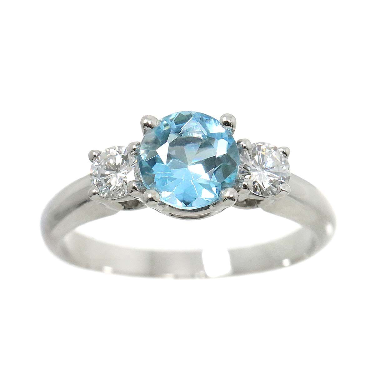 ティファニー TIFFANY&Co. 12号 リング アクアマリン ダイヤ Pt プラチナ 指輪 Aquamarine Ring 90248164