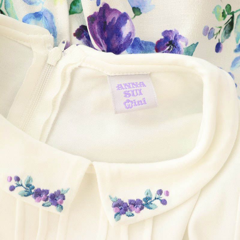 アナスイ ANNA SUI mini 彩花柄ドッキングワンピース 長袖 刺繍