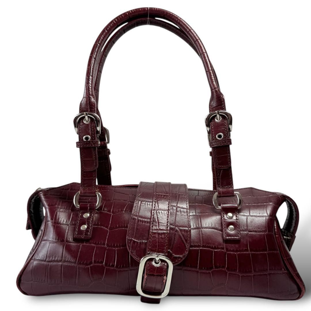 GUESS ゲス クロコ型押し ハンドバッグ ショルダーバッグ ノエビア y2k 極美品】GUESS ゲス ノエビア コラボ クロコ型押し トートバッグ