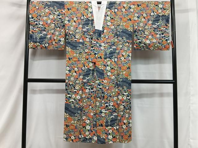 平和屋着物○長襦袢 無双仕立て 麻の葉舞桜文 正絹 逸品 CAAW7286yc