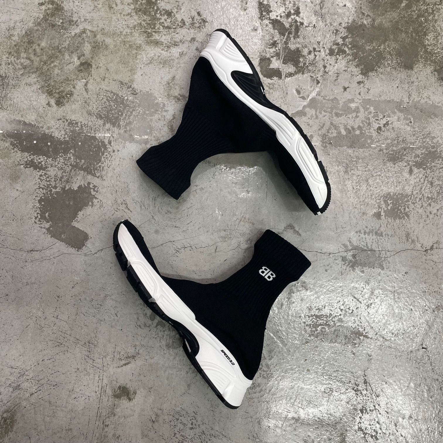 新品 Balenciaga Speed 3.0 Sneaker Black White 654532 BBロゴ