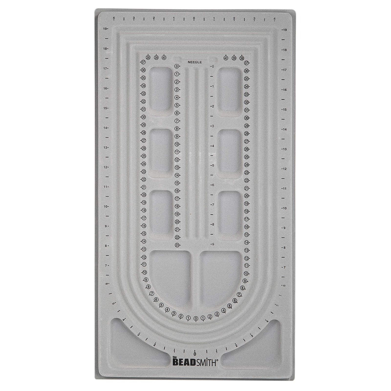 【新着商品】Beadsmith ビーズボード、グレーフロック加工、U字型3個、ストレートチャンネル3個、10 x 18.5インチ、ブレスレット、ネックレス、その他のジュエリーを作るためのデザインボード