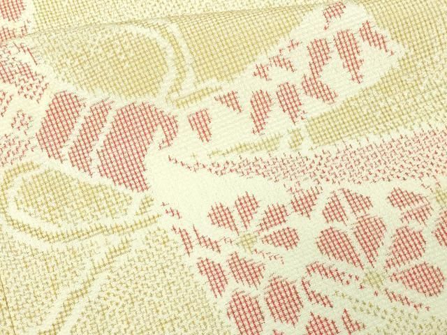 平和屋着物▽本塩沢　単衣　結び紐花文　正絹　逸品　DAAV9751sf 平和屋着物▽本塩沢 単衣 結び紐花文 正絹 逸品 DAAV9751sf 限定