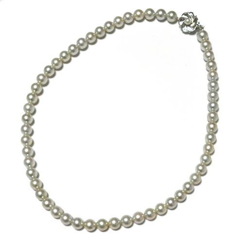 アコヤ真珠 シルバーグレー系 パールネックレス 鑑別書付き 約7.5～8mm 