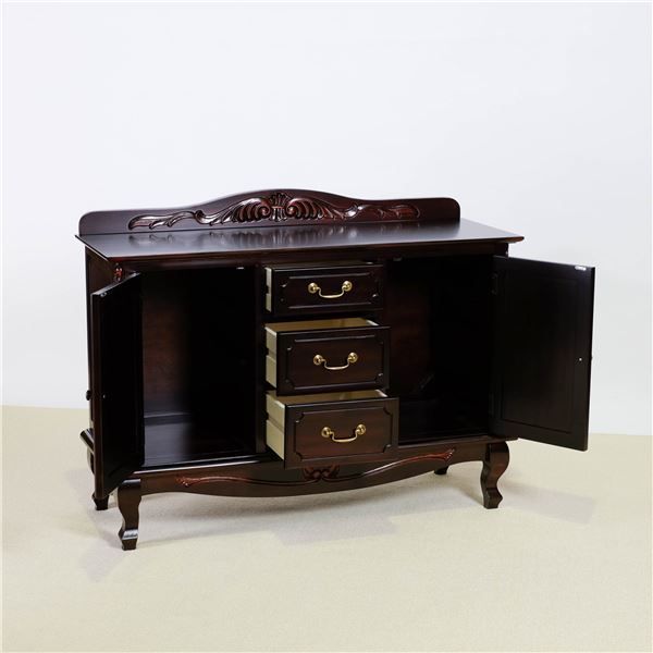 キャビネット 収納棚 約幅110×奥行40×高さ85.5cm ブラウン 木製 引き出し 脚付き 完成品 リビング ダイニング ベッドルーム 代引不可