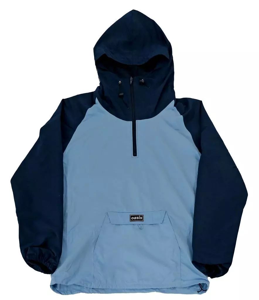 【】アウターウェア Oasis アノラックパーカー ライトブルー×ネイビー Mサイズ 「リヴ・フォーエヴァー：Oasis 30周年特別展」