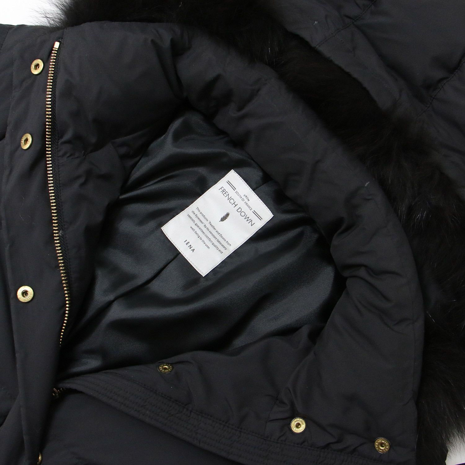 IENA イエナフード付き ダウンジャケット 黒 36 ダウン80%-木霊様
