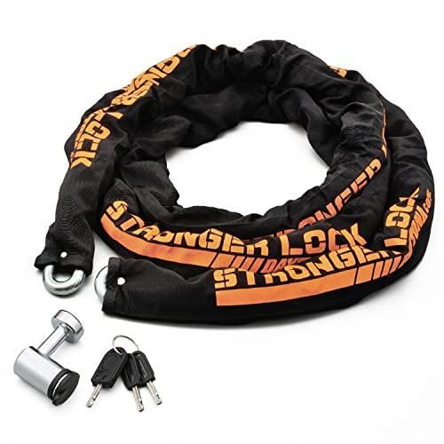 デイトナ バイク用 バイクロック 42mm幅チェーン φ12mmスチール合金製 LEDライト付き鍵 ストロンガーチェーンロック 3.0m 312