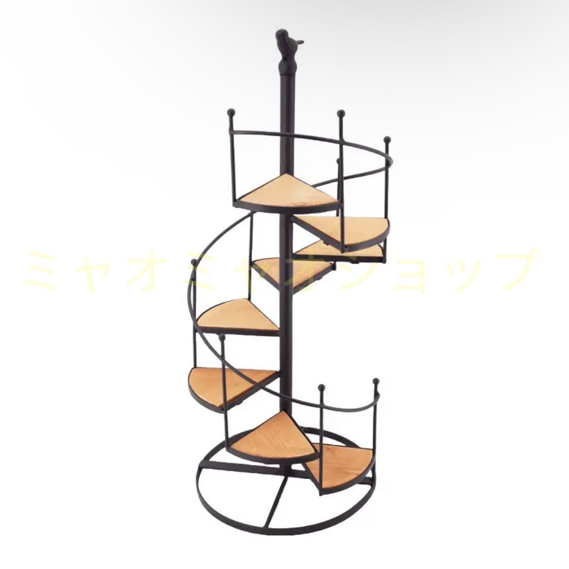 フラワースタンド ガーデンラック ヴィンテージ スパイラル 錬鉄＆木製はしごプランター バルコニー リビングルーム 庭用 多段式フラワーポットスタンド 屋内 屋外 多肉植物 サボテンシェルフバルコニー フラワーポットスタンド お洒落 螺旋状