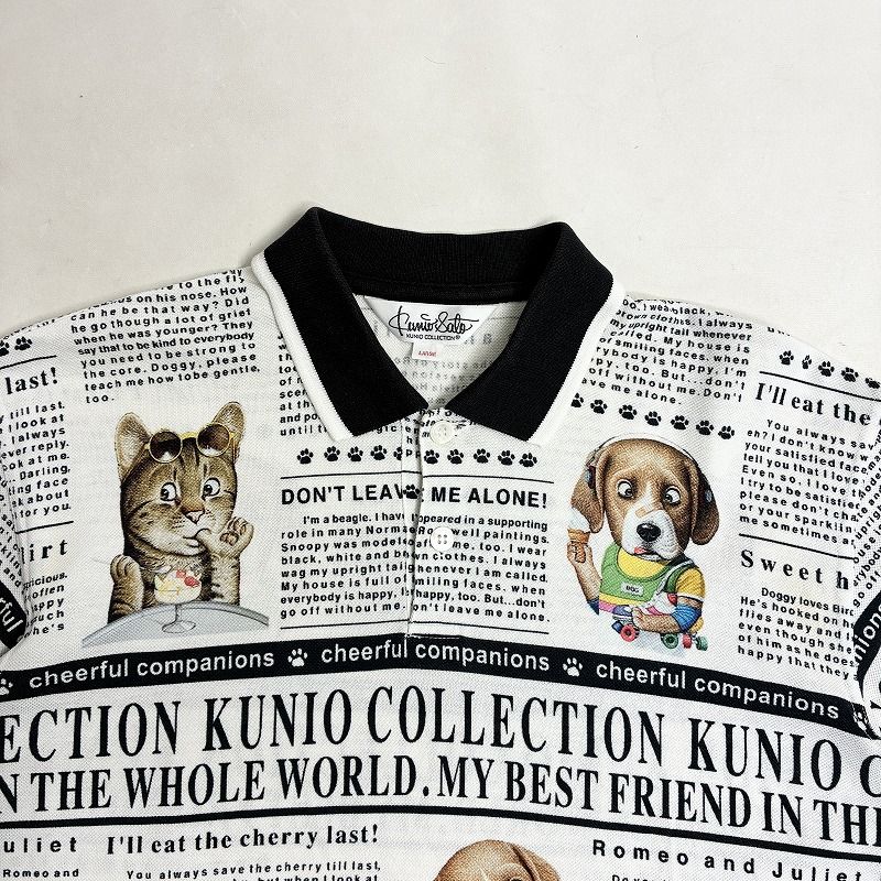 kunio collection クニオコレクション　ポロシャツ　犬　猫　L ◇ KUNIO COLLECTION クニオコレクション ポロシャツ 犬 猫
