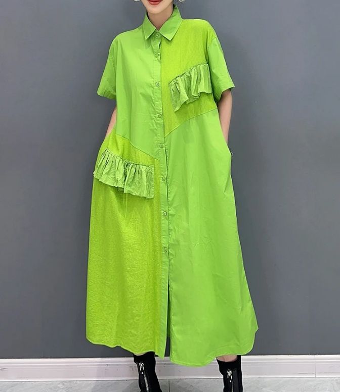 再入荷 半袖 カジュアル シャツ ワンピース