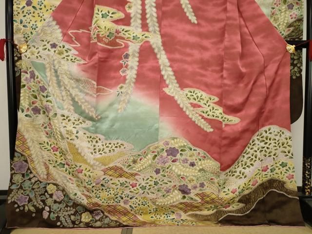 平和屋着物○豪華振袖 絞り 辻が花 遠山花文 金彩 金通し地 正絹 逸品  