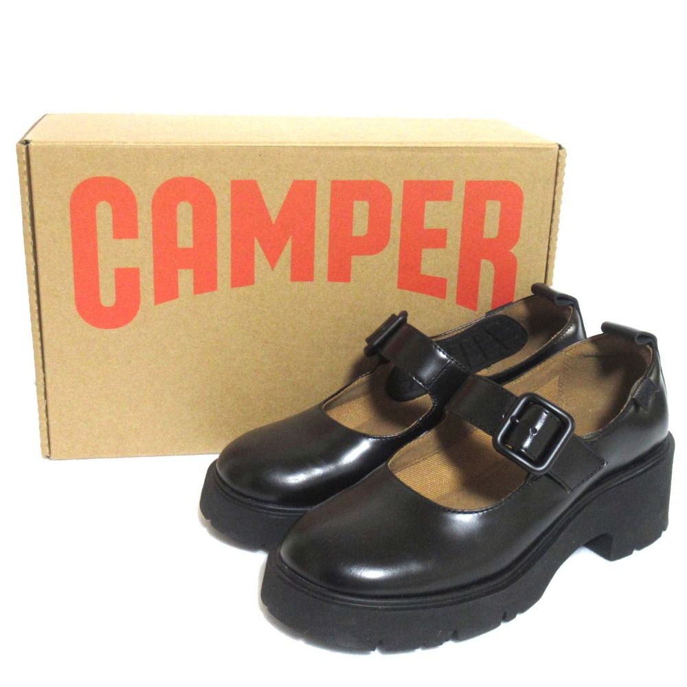 美品　カンペール　CAMPER (38) レザーパンプス　メリージェーン　黒 美品 カンペール CAMPER (38) レザーパンプス メリージェーン 黒