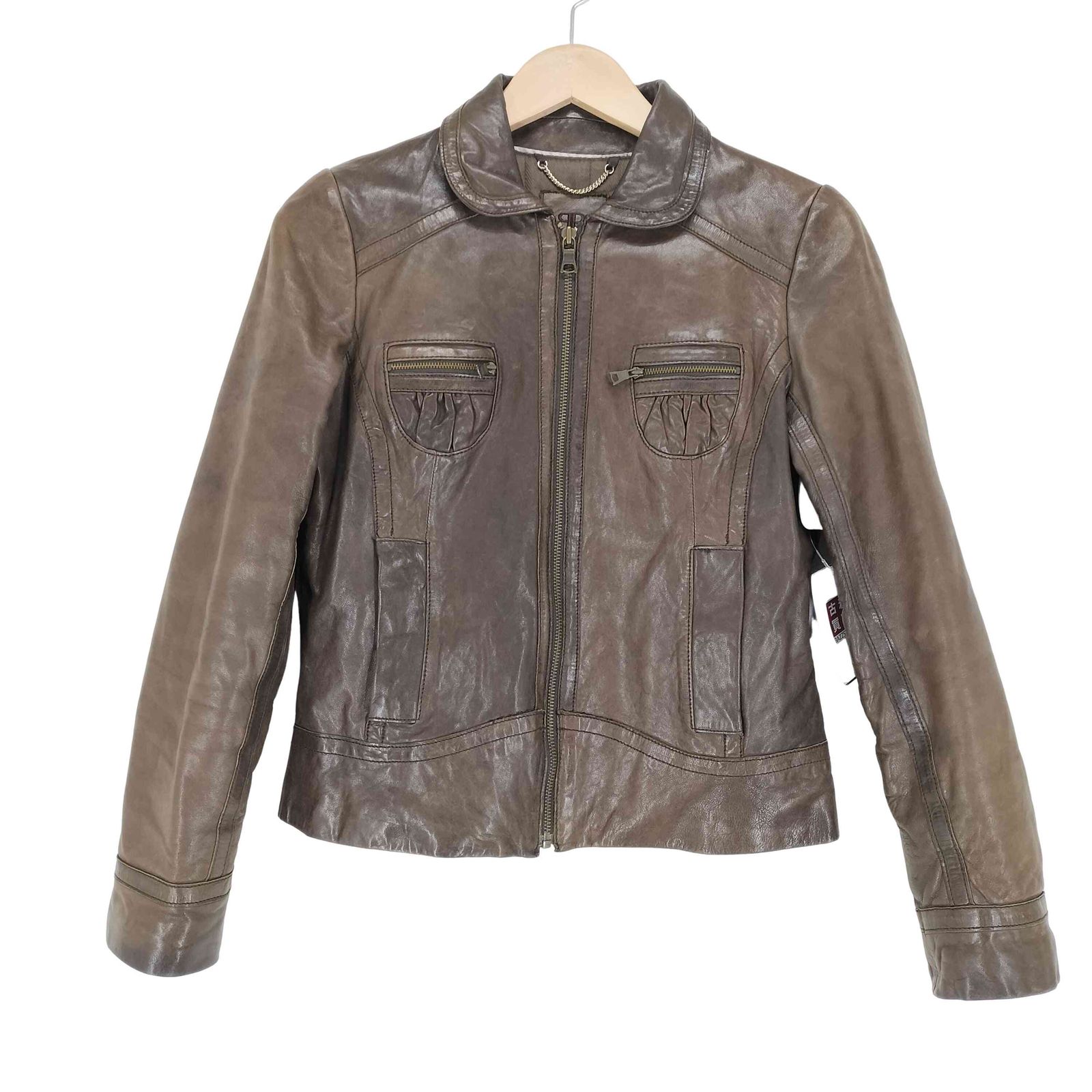 バナナリパブリック BANANA REPUBLIC ラムレザージップジャケット レディース S