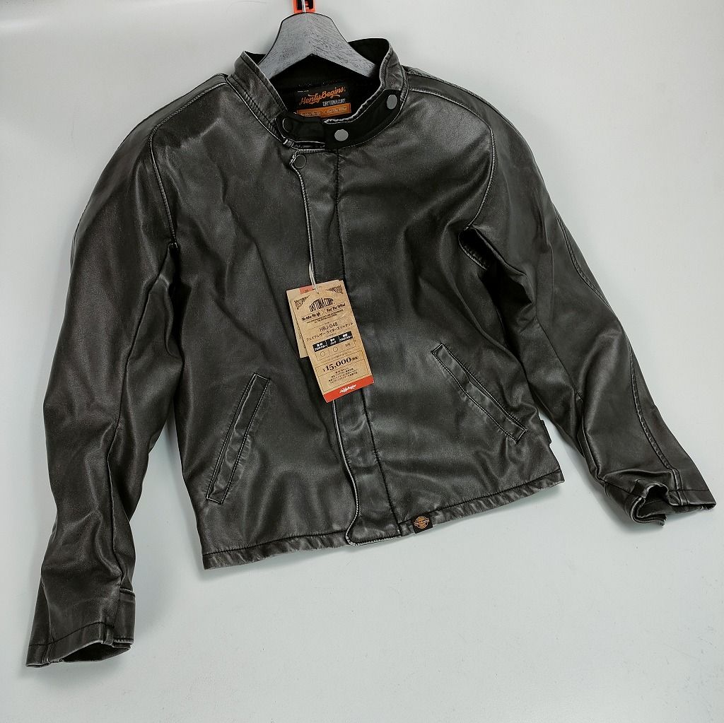 フェイクレザーライダースジャケット 片 肘プロテクター 背中パッド Mサイズ デイトナ 94671 ♥