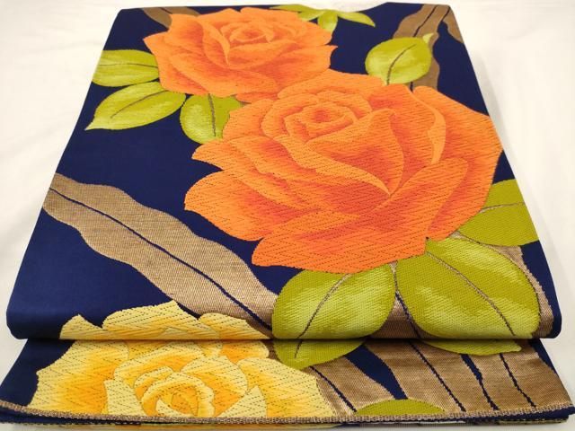 送料無料　本物保証　明時代花草文青華平碗　径15ｃｍ　④ 平和屋着物▽六通柄袋帯 扇面花鳥文 金糸 正絹 逸品 AAAZ4033wj