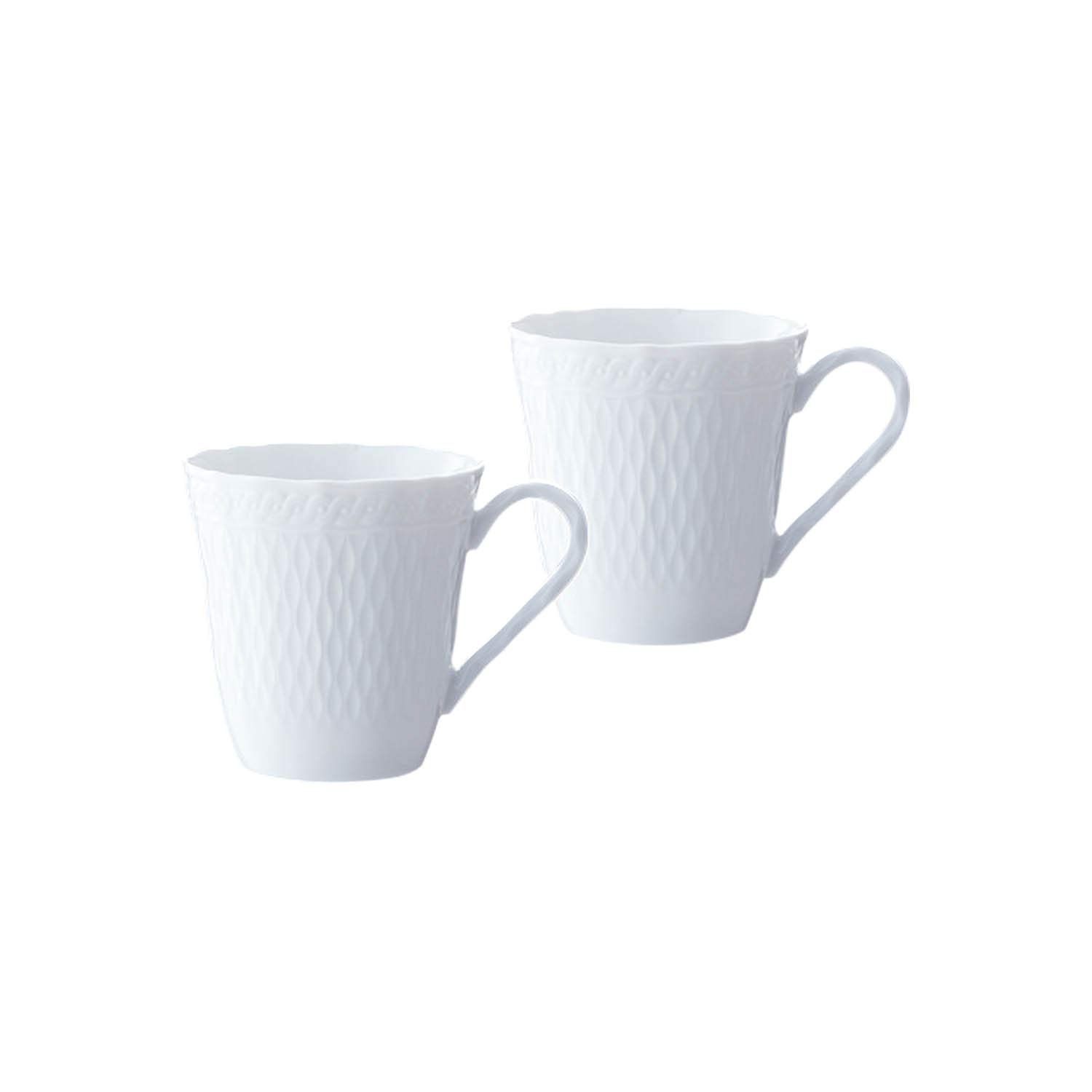 04 マグカップ 300cc ペア Noritake ノリタケ マグカップ ペアセット 300cc シェール ブラン 電子レンジ対応 食洗機対応 2個 ファインポーセレン ホワイト P94855|1655
