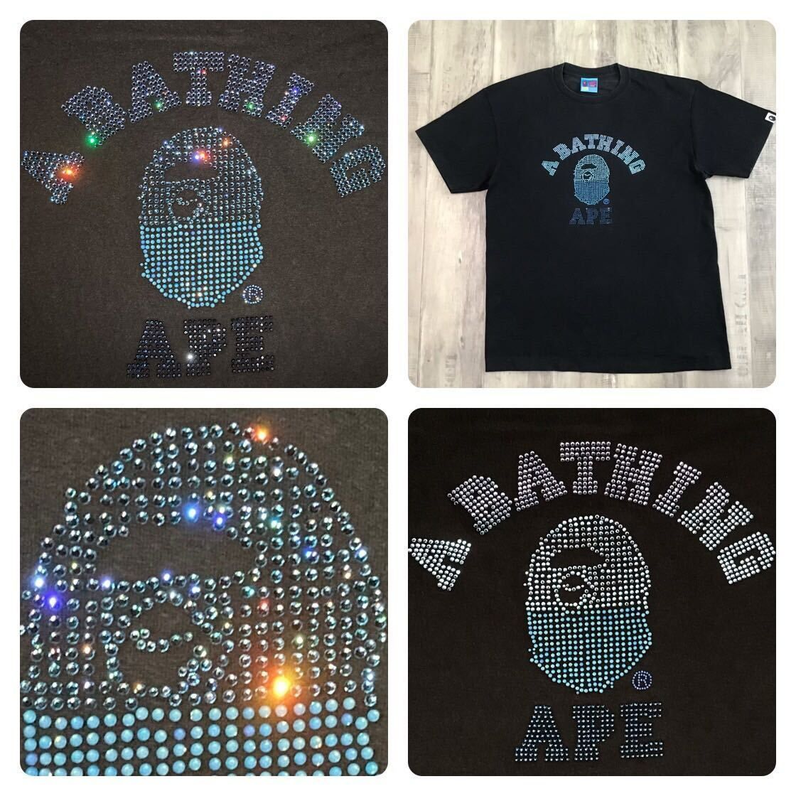 スワロフスキー カレッジロゴ Tシャツ Lサイズ a bathing ape BAPE swarovski ラインストーン エイプ ベイプ  アベイシングエイプ NIGO - メルカリ