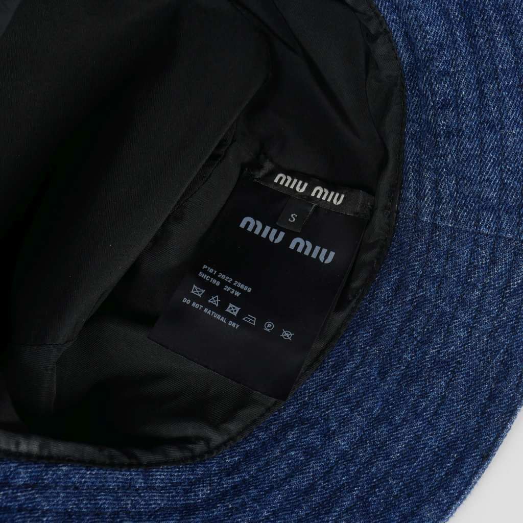 ミュウミュウ miumiu ロゴ刺繍 デニム バケットハット S